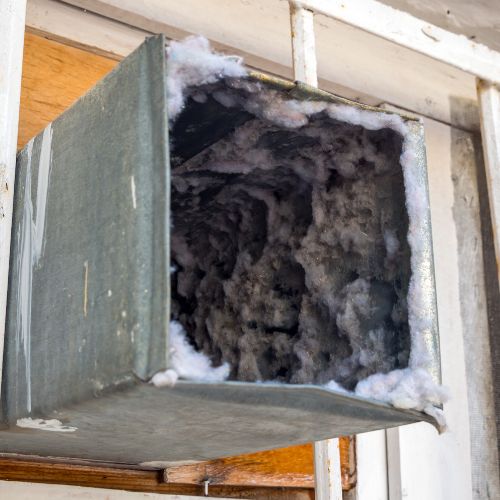 dirty duct in need of cleaning inside of home